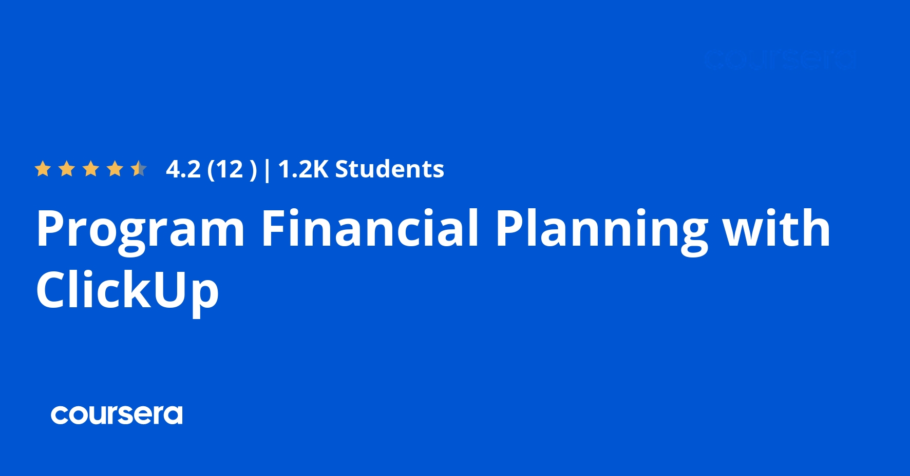 Program Financial Planning With Clickup