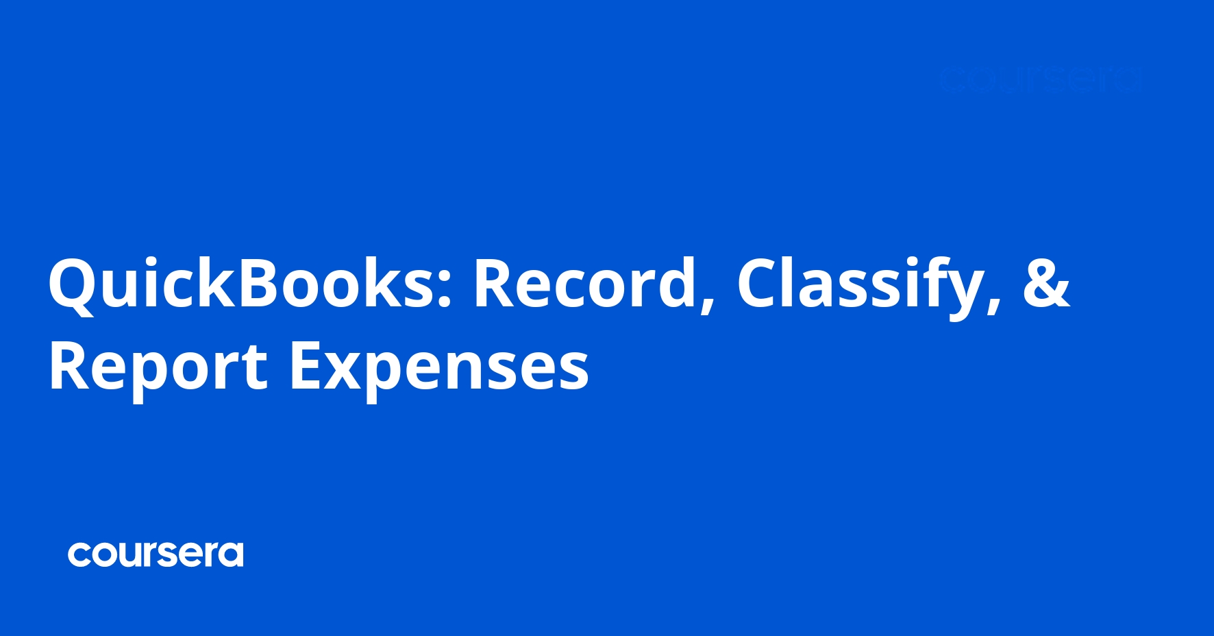 QuickBooks: Record, Classify, & Report Expenses