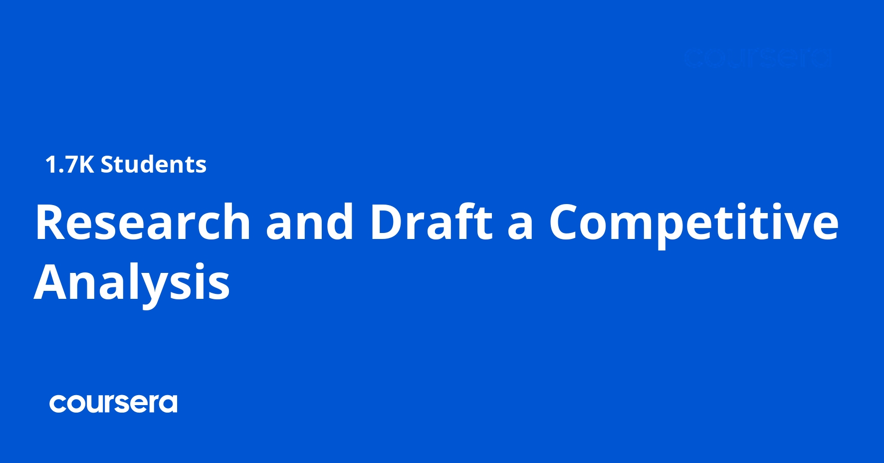 Research and Draft a Competitive Analysis