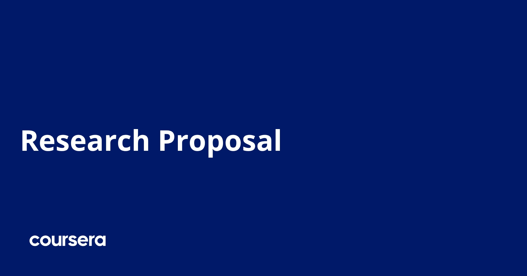 Research Proposal | Coursera
