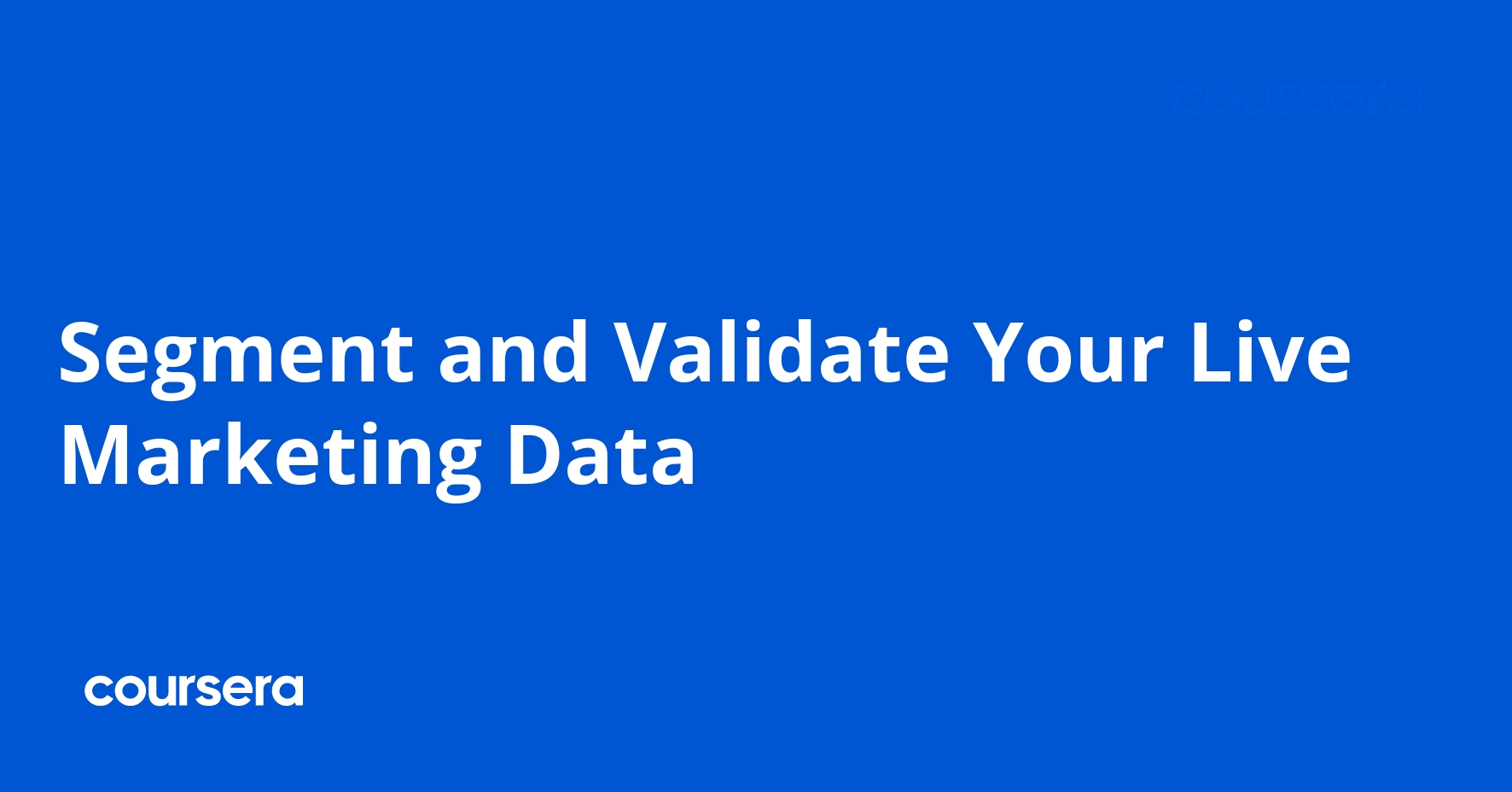 Segment and Validate Your Live Marketing Data