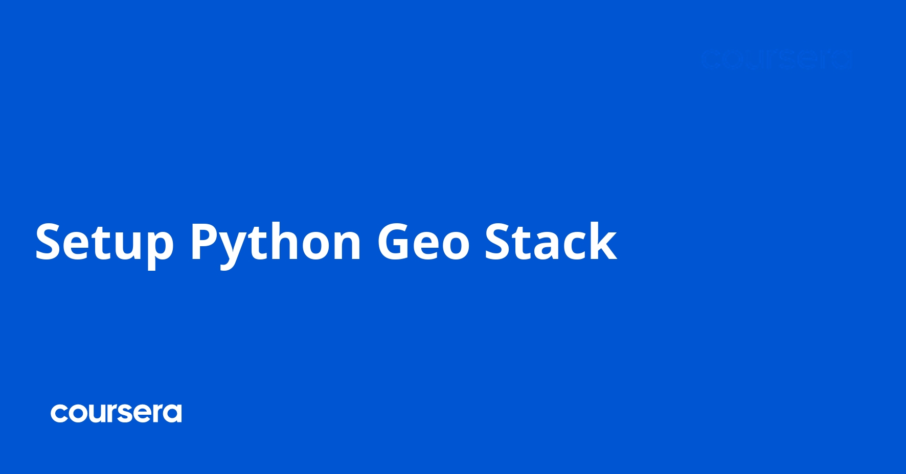 Setup Python Geo Stack