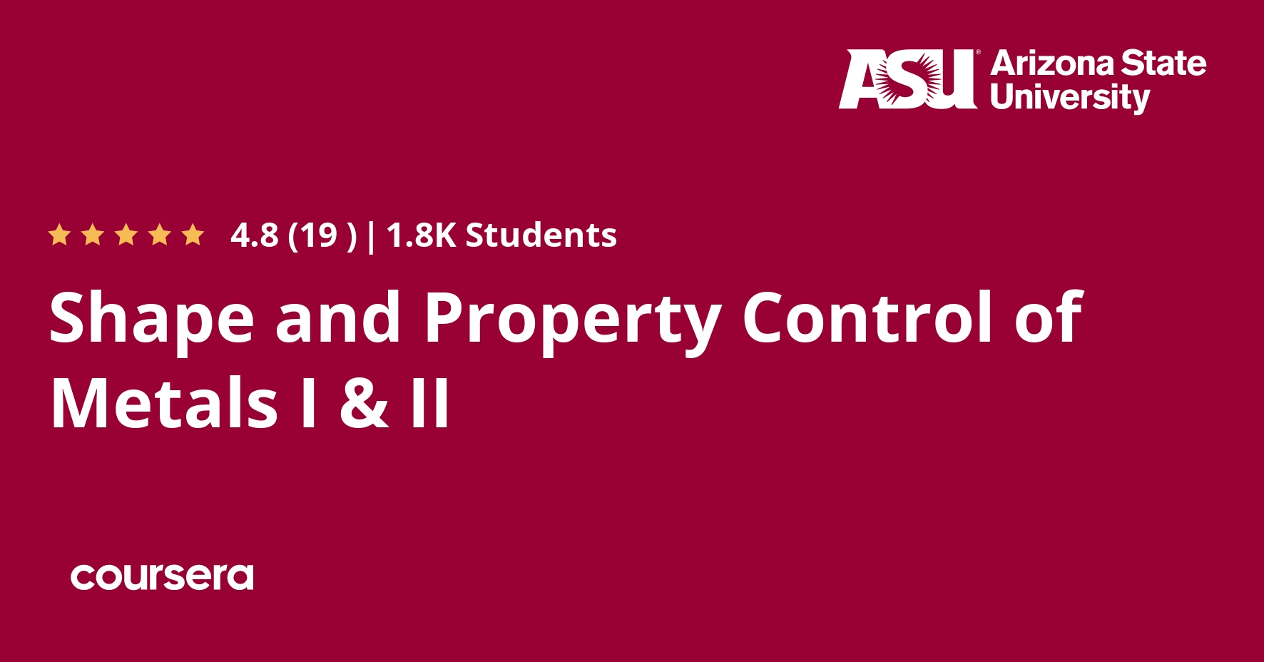 Shape and Property Control of Metals I & II Coursera