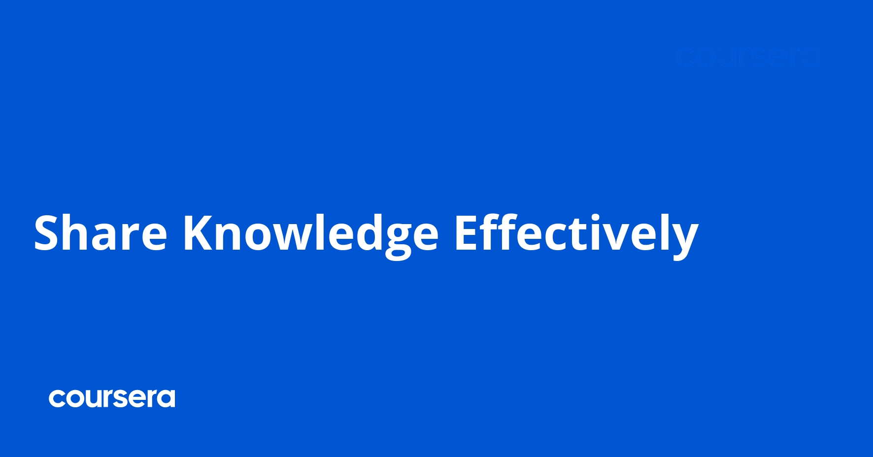 Share Knowledge Effectively