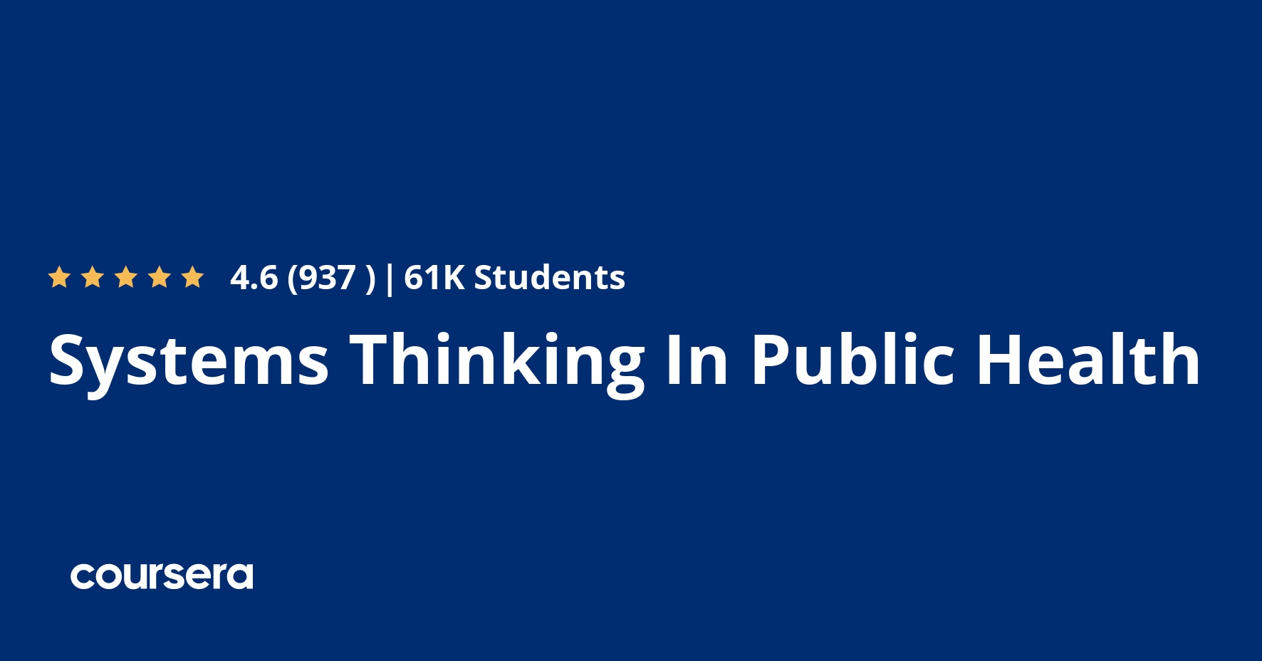 Systems Thinking In Public Health Coursera