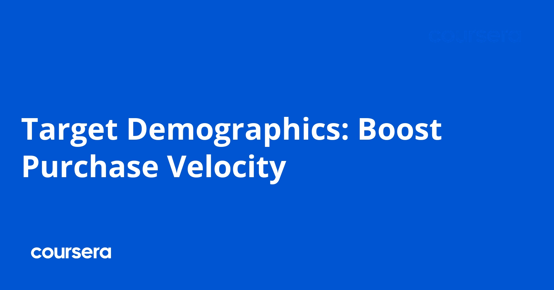 Target Demographics: Boost Purchase Velocity