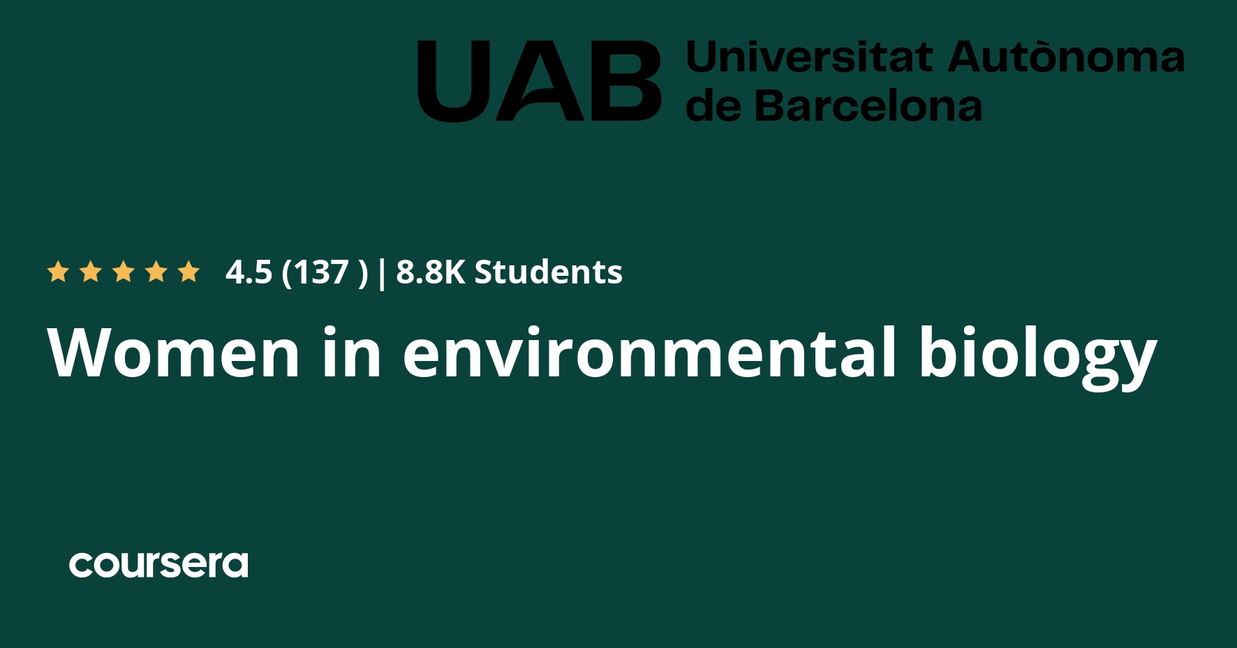 Universidad Autonoma De Barcelona Master Online Women in environmental biology | Coursera