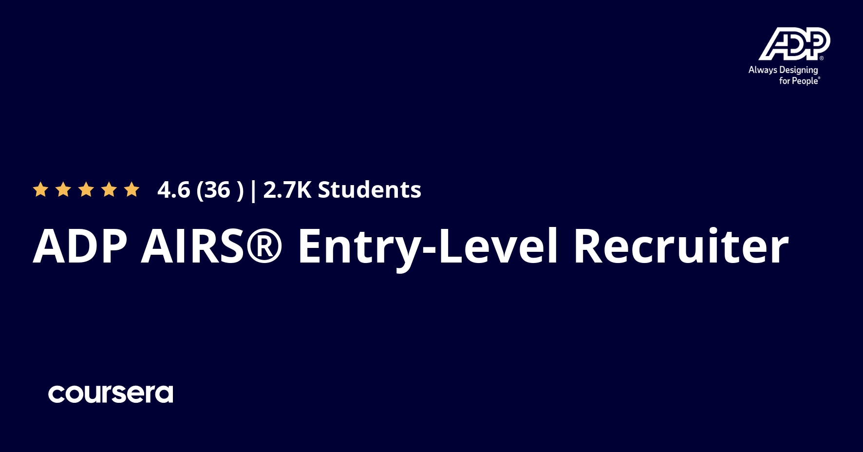 ADP AIRS® Entry Level Recruiter Professional Certificate Coursera