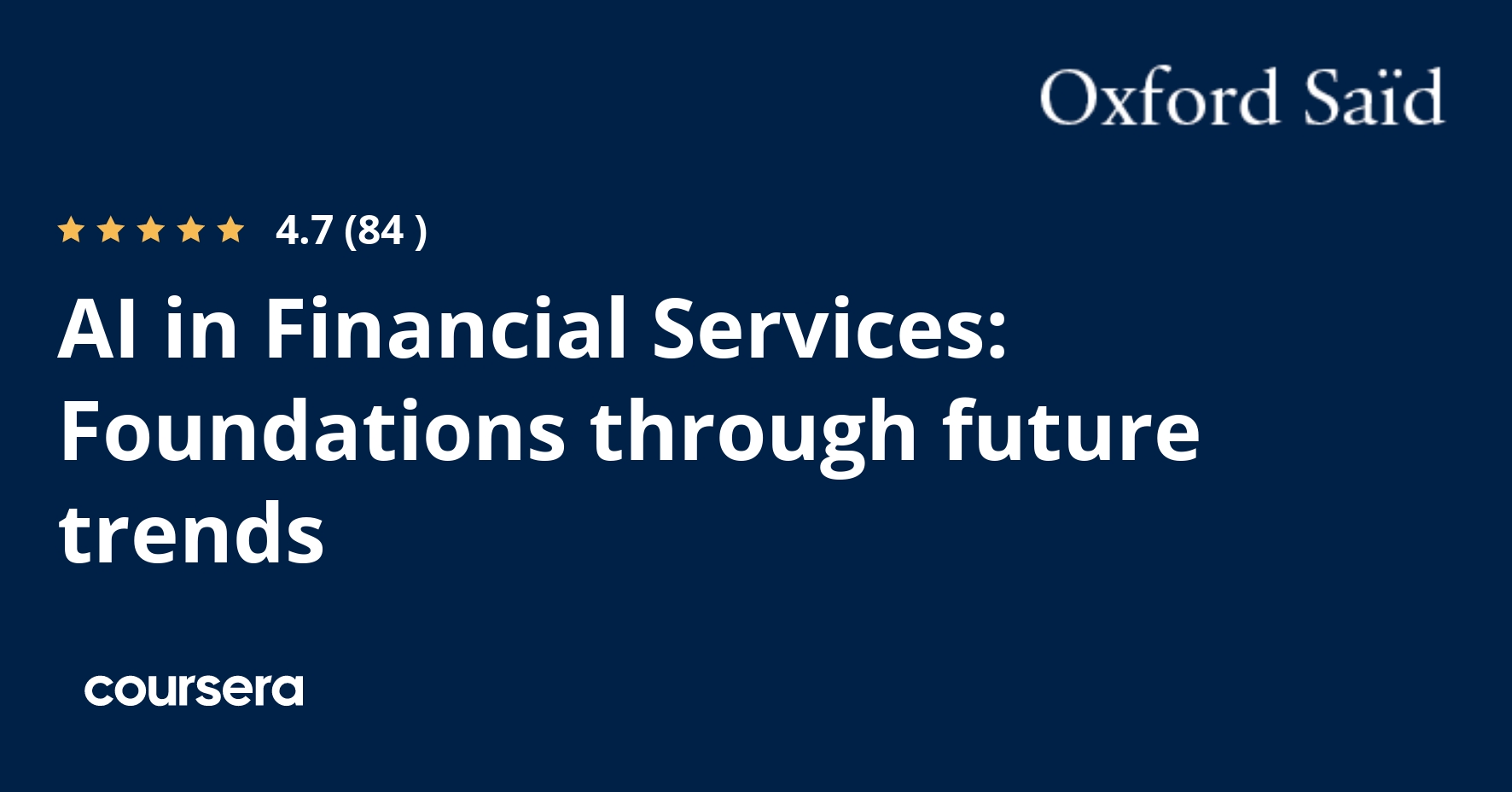AI in Financial Services: Foundations and Trends
