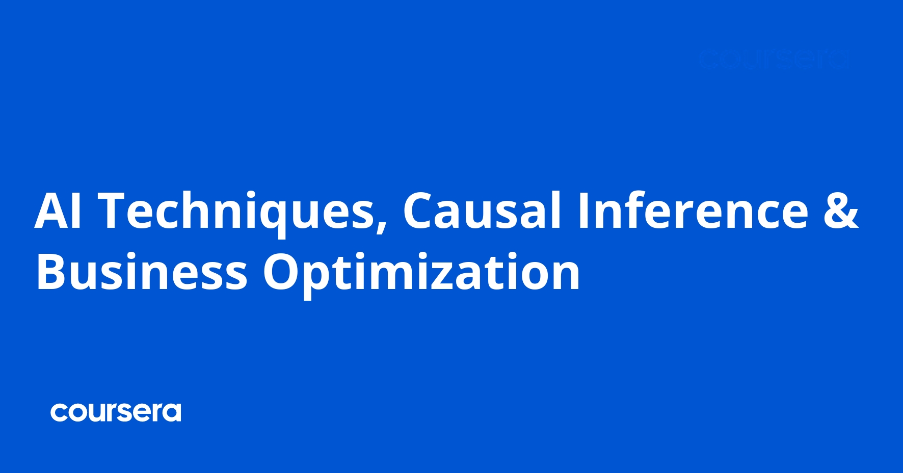 AI Techniques, Causal Inference & Business Optimization