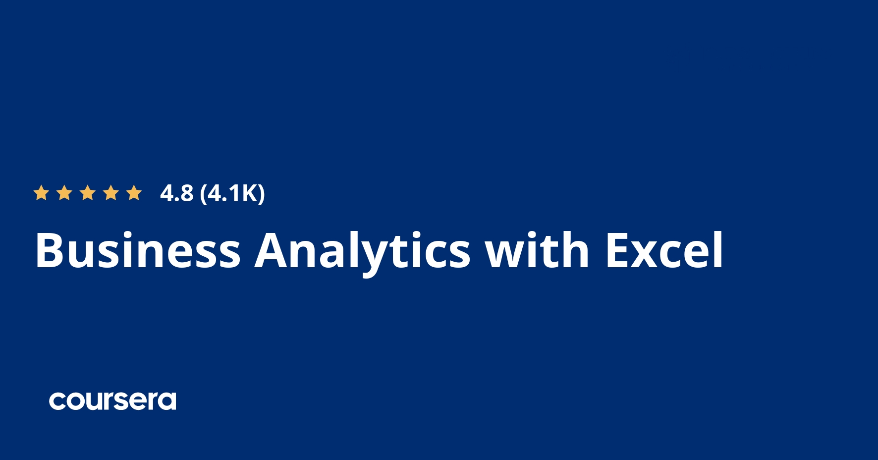Business Analytics with Excel