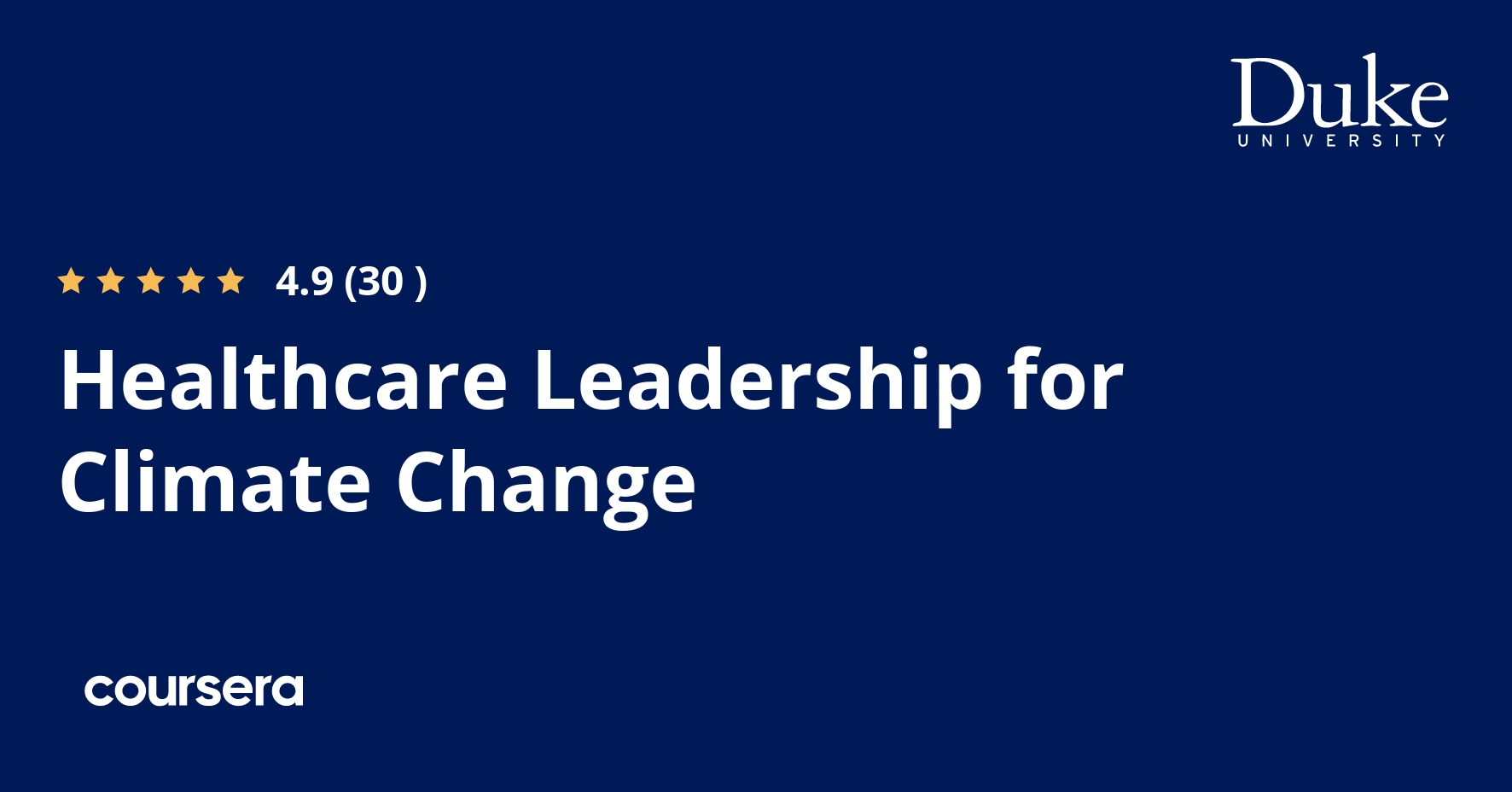 Healthcare Leadership For Climate Change Coursera