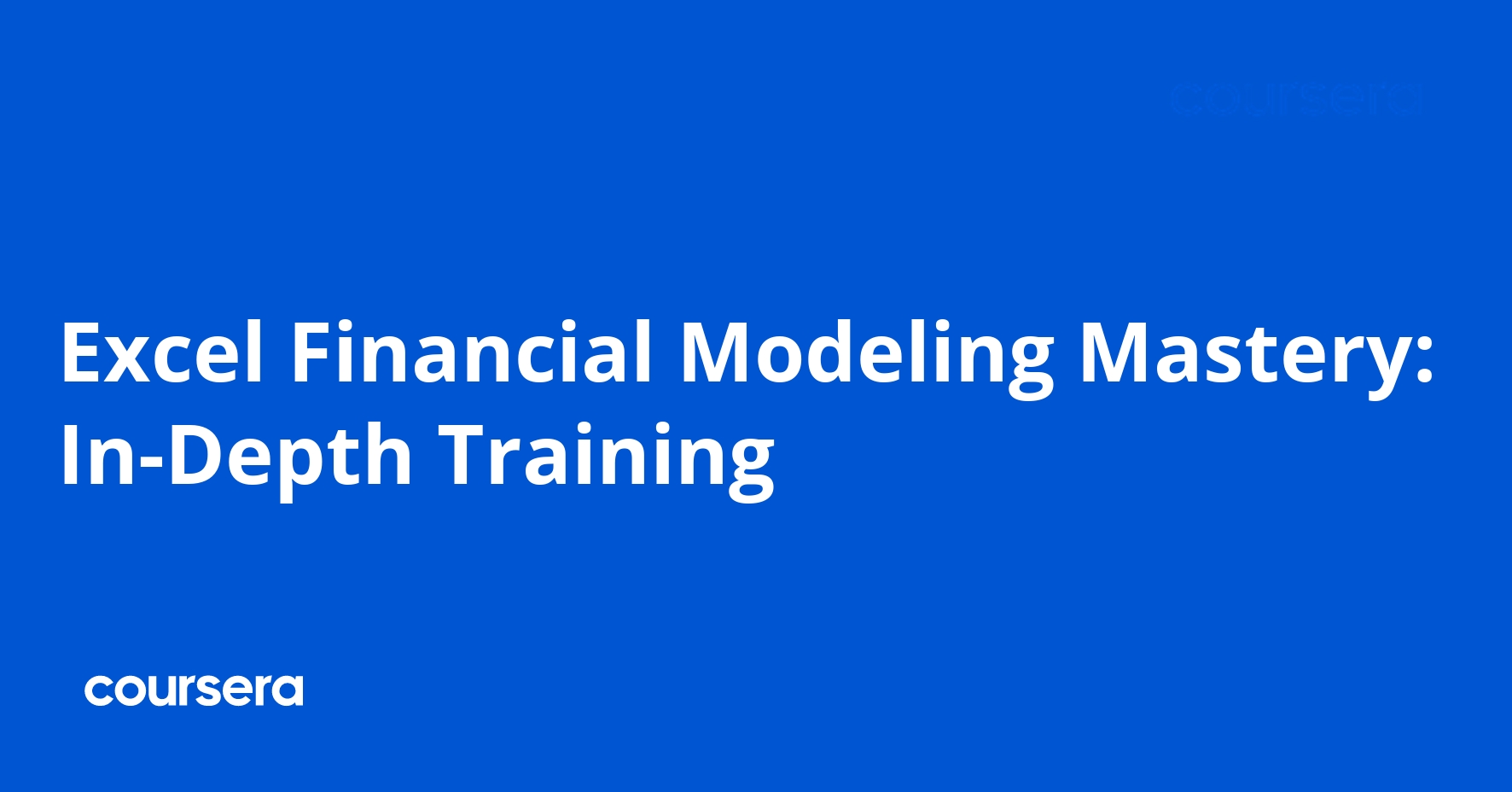 Excel Financial Modeling Mastery: In-Depth Training Professional ...