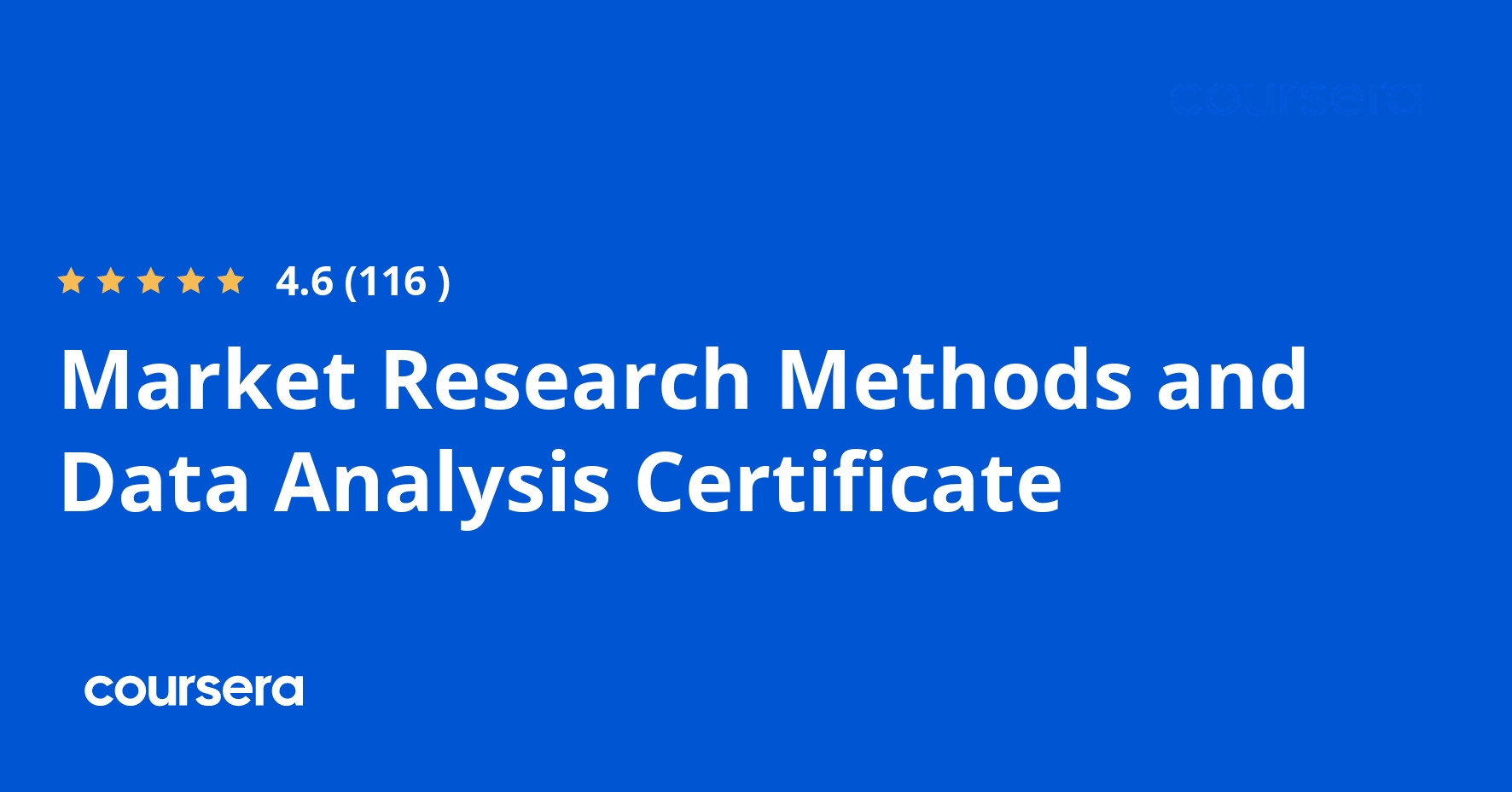 Market Research Methods and Data Analysis Certificate