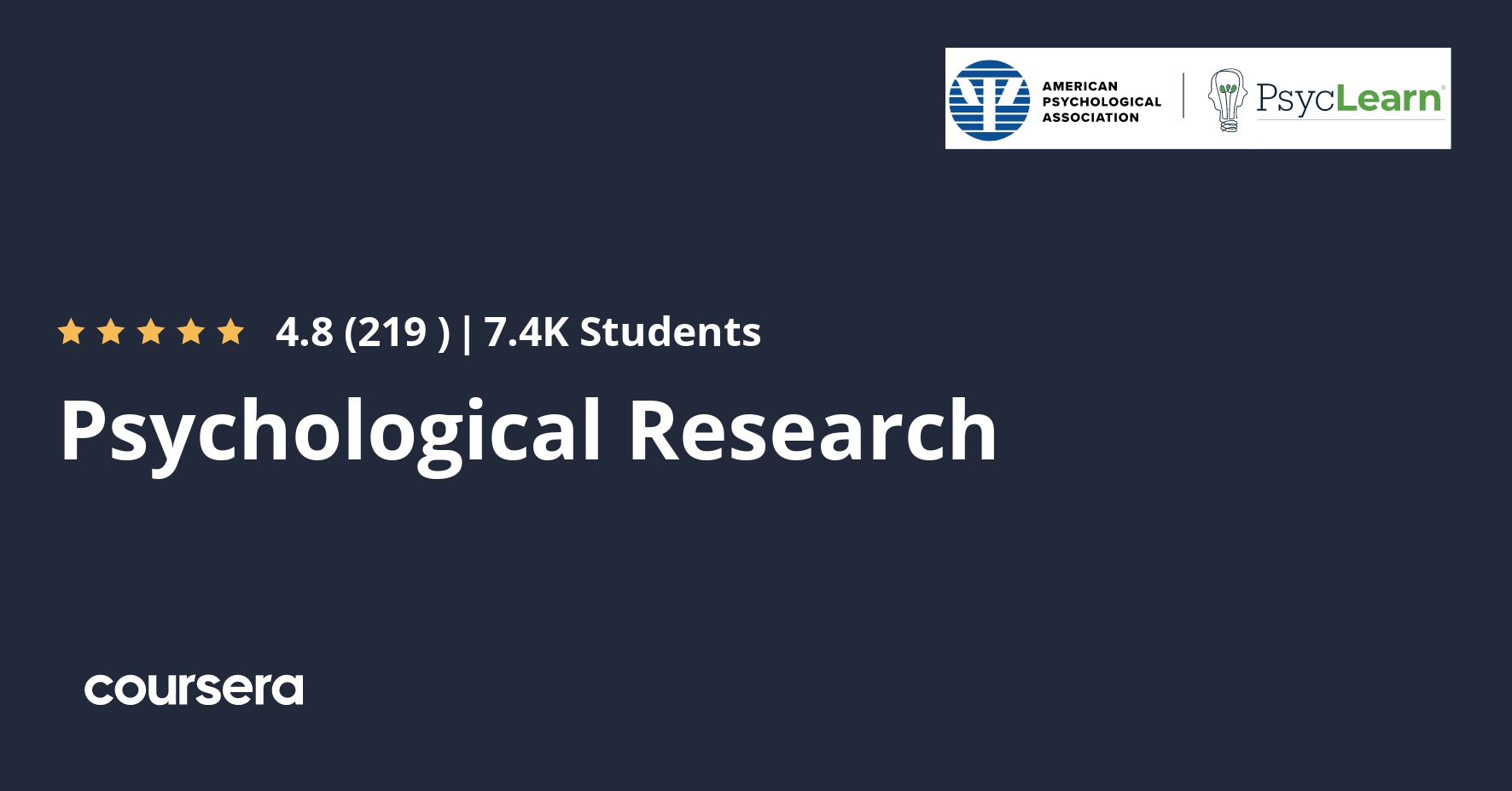 Psychological Research Specialization [3 courses] (APA) Coursera