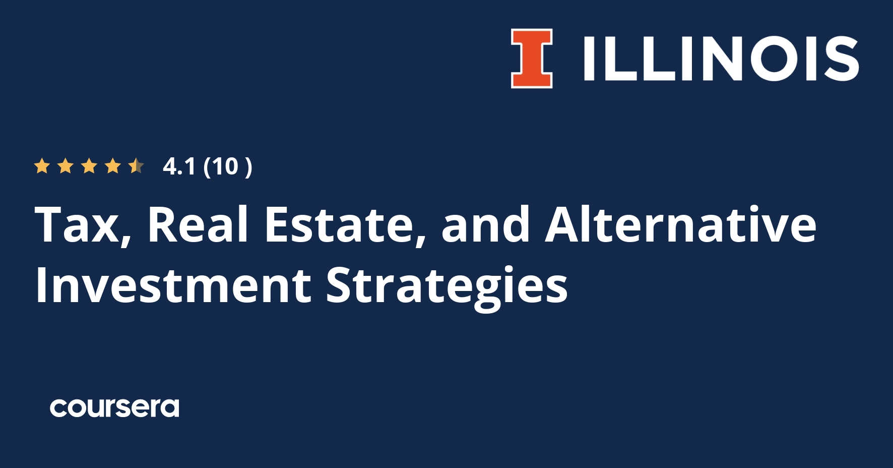 Tax, Real Estate, and Alternative Investment Strategies | Coursera