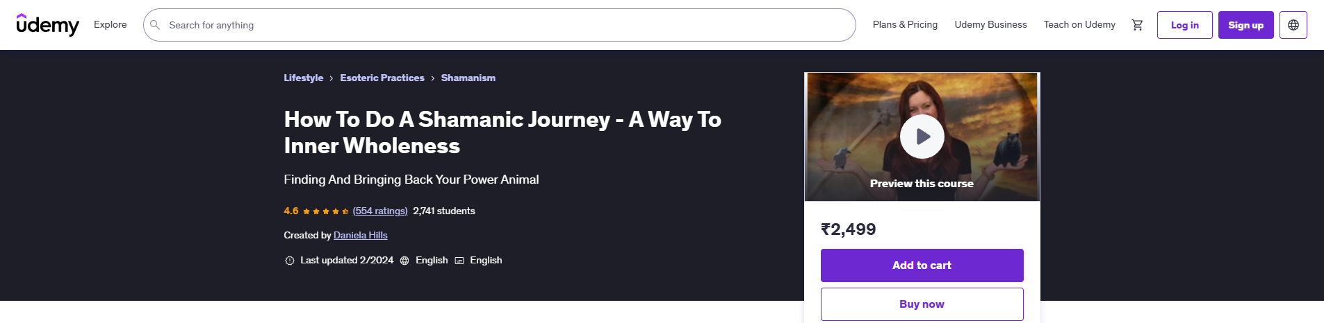 Daniela Hills' beginner shamanic journeying course focused on power animals
