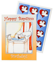 One in Christ - Kindergarten Baptism Birthday Cards and Stickers (Pack of 24)