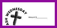 Dollar/Check Size Ash Wednesday Offering Envelope