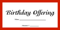 Dollar/Check Size Birthday Offering Envelope