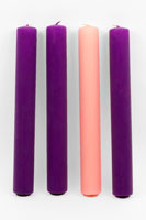 Beeswax Advent Candles, 3 Purple/1 Pink, 1-1/2" x 12"