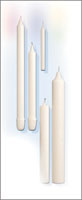 Stearine Brand White Molded Candles,  7/8" x 8" (36 count)