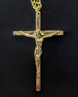 Gold Plate Clergy Cross with Corpus