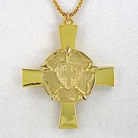 Gold Plate Luther's Rose Clergy Cross