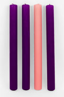 Beeswax Advent Candles, 3 Purple/1 Pink, 1-1/2" x 16"