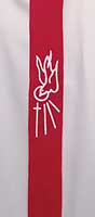 Red Confirmation Scarf - White Dove & Cross