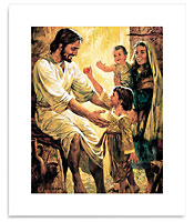 He Took the Children in His Arms Poster, 14" x 18"