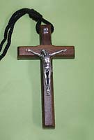 Brazilian Wood Clergy Cross with Silvertone Corpus