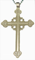 Two-Toned Silver Plated Budded Clergy Cross with Scrolls