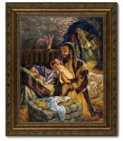 Framed Print Patina Bronze Birth of Jesus (Bladholm)