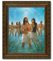 Framed Print Patine Bronze Baptism of Jesus (Hunt)