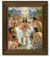 Framed Print Patina Bronze Baptism of Christ (Copeland)