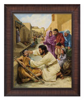 Framed Print Classic Wood Jesus Heals the Blind Man (Bladholm)