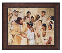 Framed Print Classic Wood Let the Little Children Come to Me