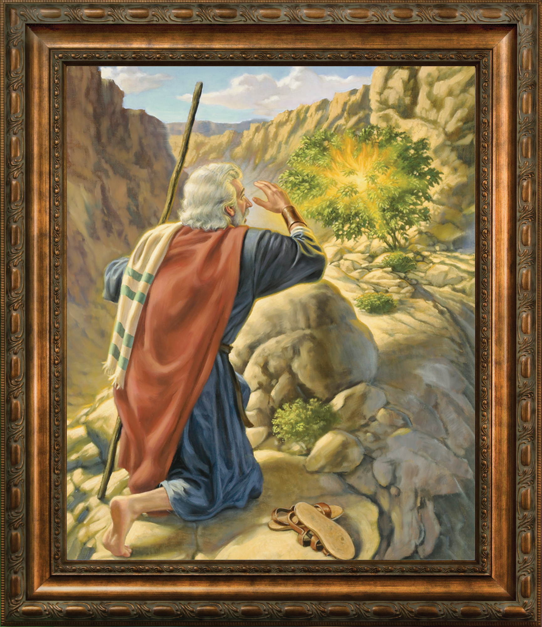 Framed Print Patina Bronze Moses and the Burning Bush - Concordia