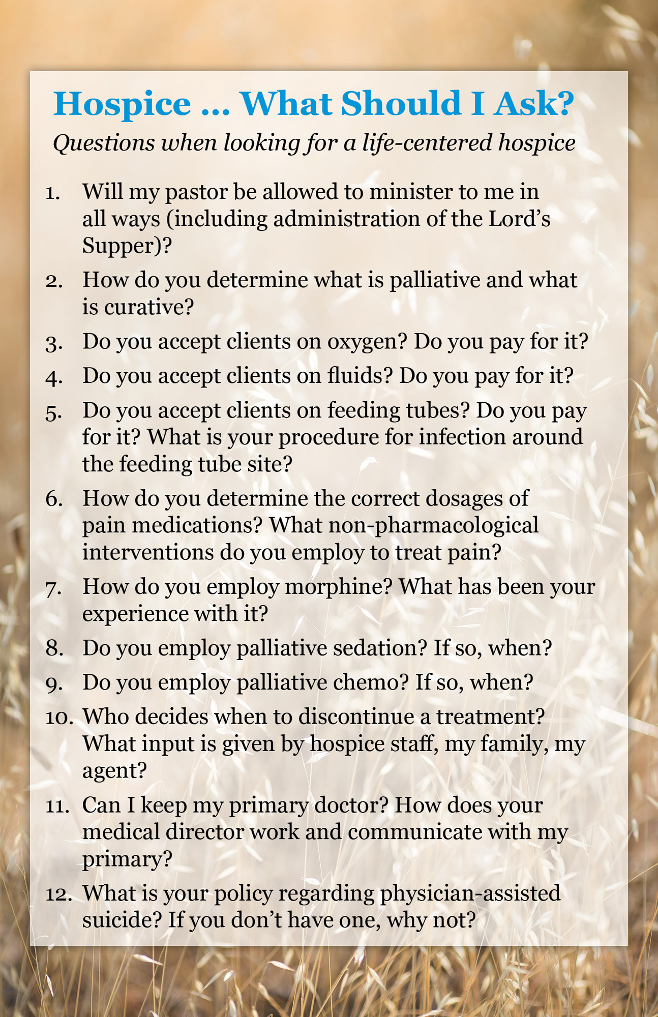 Hospice...What Should I Ask? Concordia Publishing House