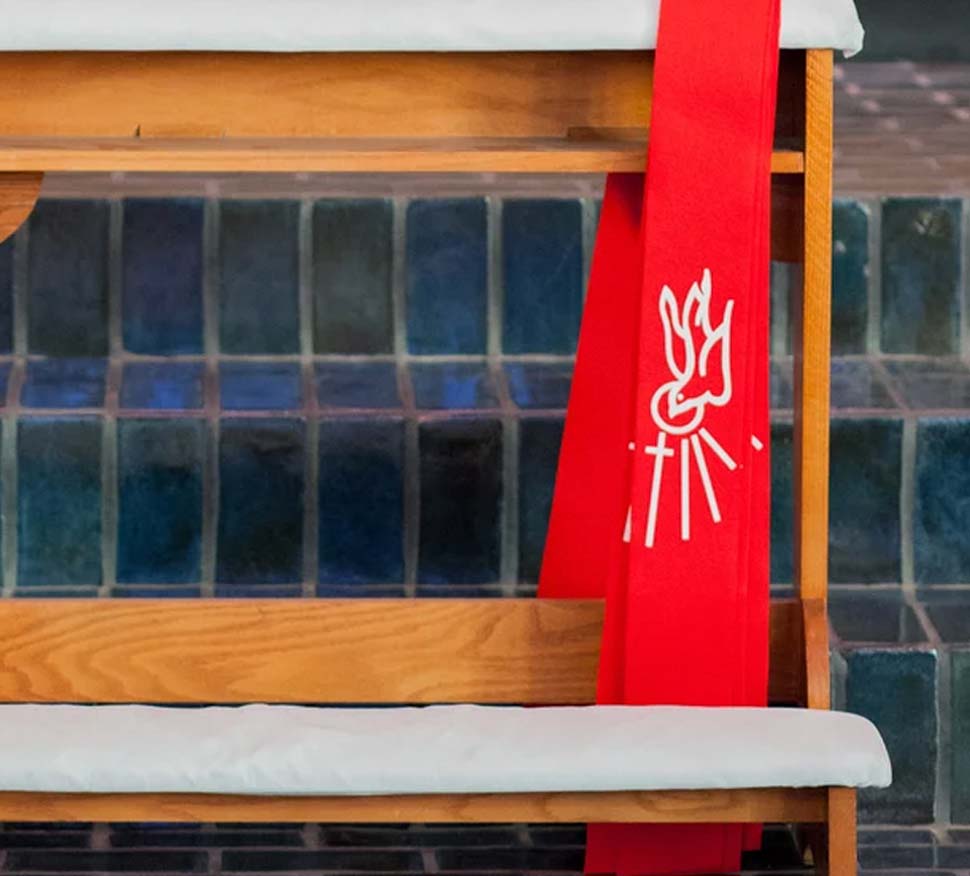 Altar bench with confirmation stole