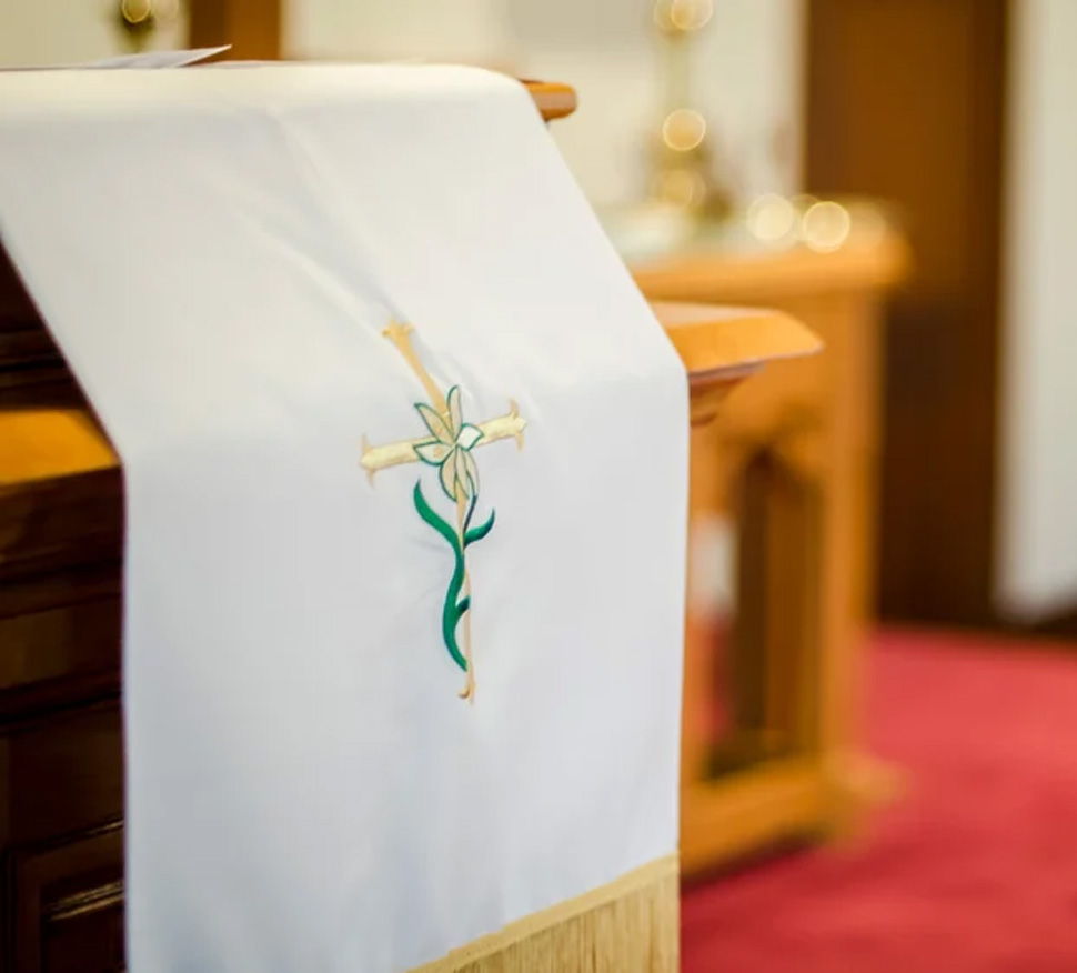 Church parament on altar