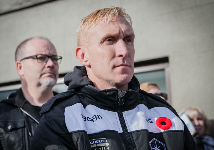 Valour FC head coach Rob Gale and CPL president Paul Beirne.