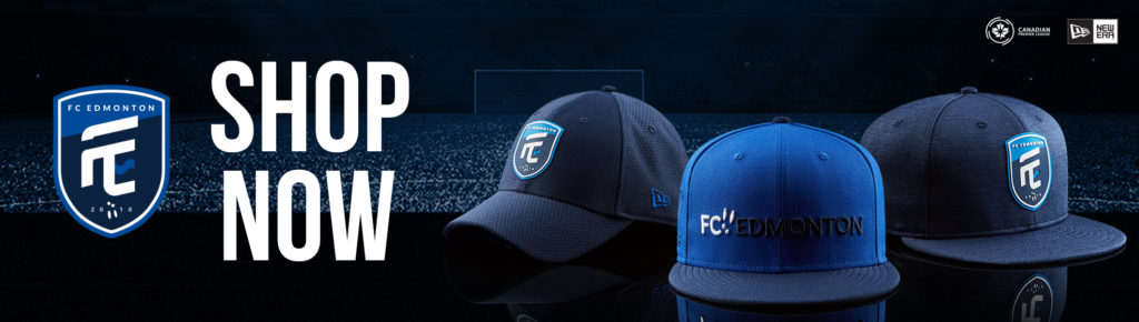 Visit shop.canpl.ca for FC Edmonton jerseys, hats, and more.