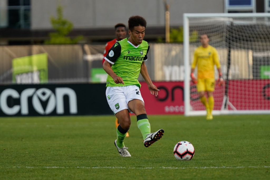 York9's Wataru Murofushi takes on Cavalry FC at York Lions Stadium. (Photo: Reuters).