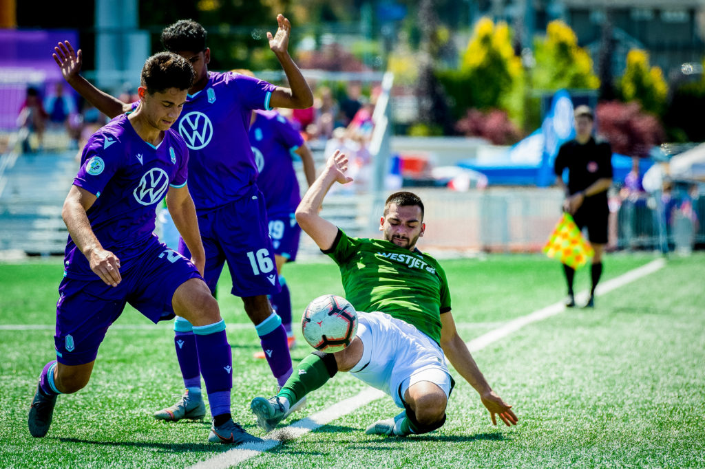 July 1, 2019 - Langford, Canada - Pacific FC faces off against Calvary FC at Westhills Stadium in the Canadian Premier League. (Credit Image: James MacDonald)