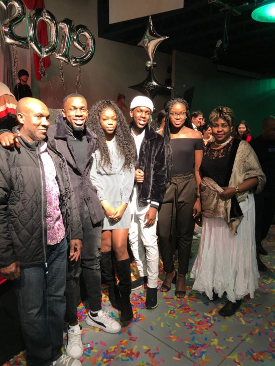 Chrisno with his family during New Years celebrations. From L-R: His father, Emmanuel Bakong N’sa, Chrisnovic, his sister Keren, his brother Felix, his sister Jemima & his mother, Angel Kiaveka.