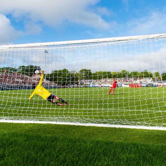 Christian Oxner making a spectacular penalty save against Fortuna Düsseldorf for the Wanderers Atlantic Selects.