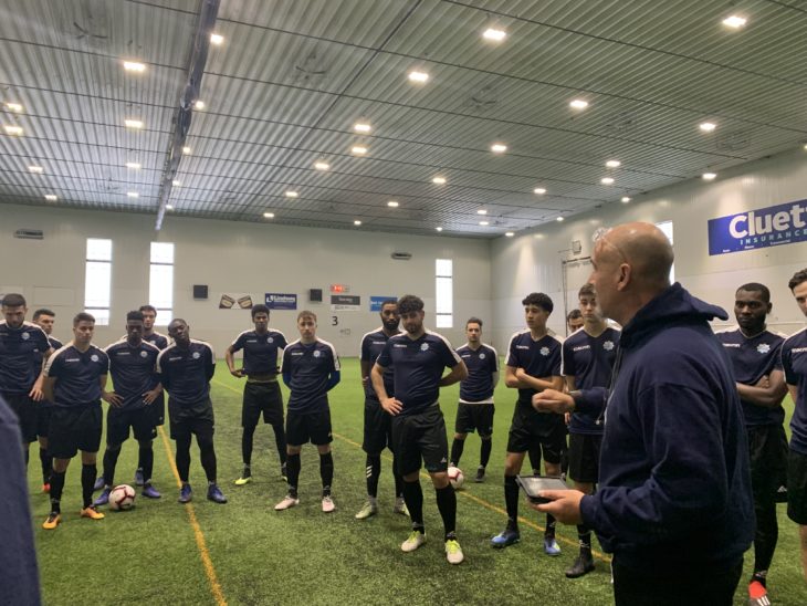 Stephen Hart lets the players know what he expects from them in training camp.