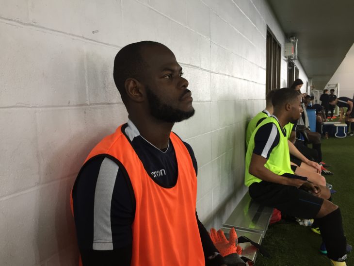 Jan-Michael Williams watching from the sidelines at the Wanderers training camp.